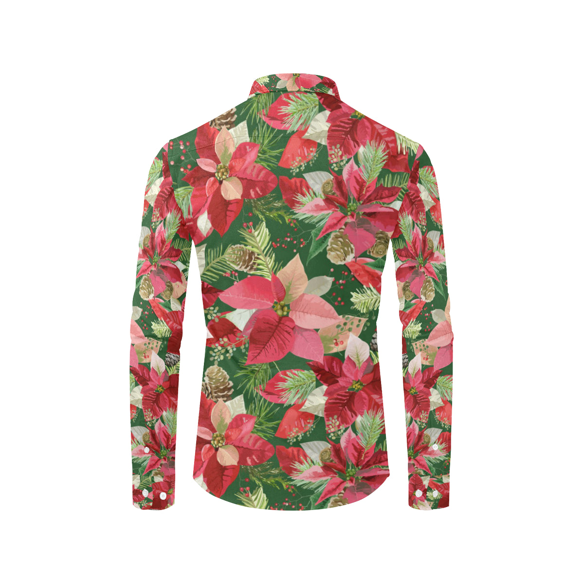 Poinsettia Pattern Print Design POT03 Men's Long Sleeve Shirt