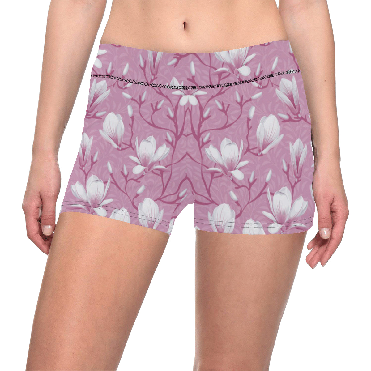 Magnolia Pattern Print Design MAG05 Yoga Shorts