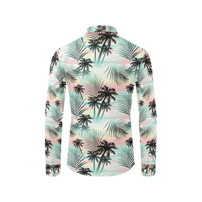Palm Tree Pattern Print Design A03 Men's Long Sleeve Shirt