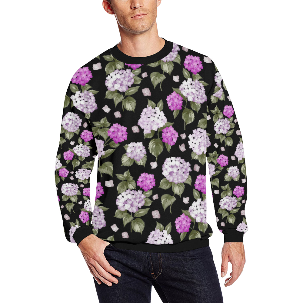 Hydrangea Pattern Print Design HD011 Men Long Sleeve Sweatshirt