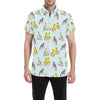 Bird Sweet Themed Print Pattern Men's Short Sleeve Button Up Shirt