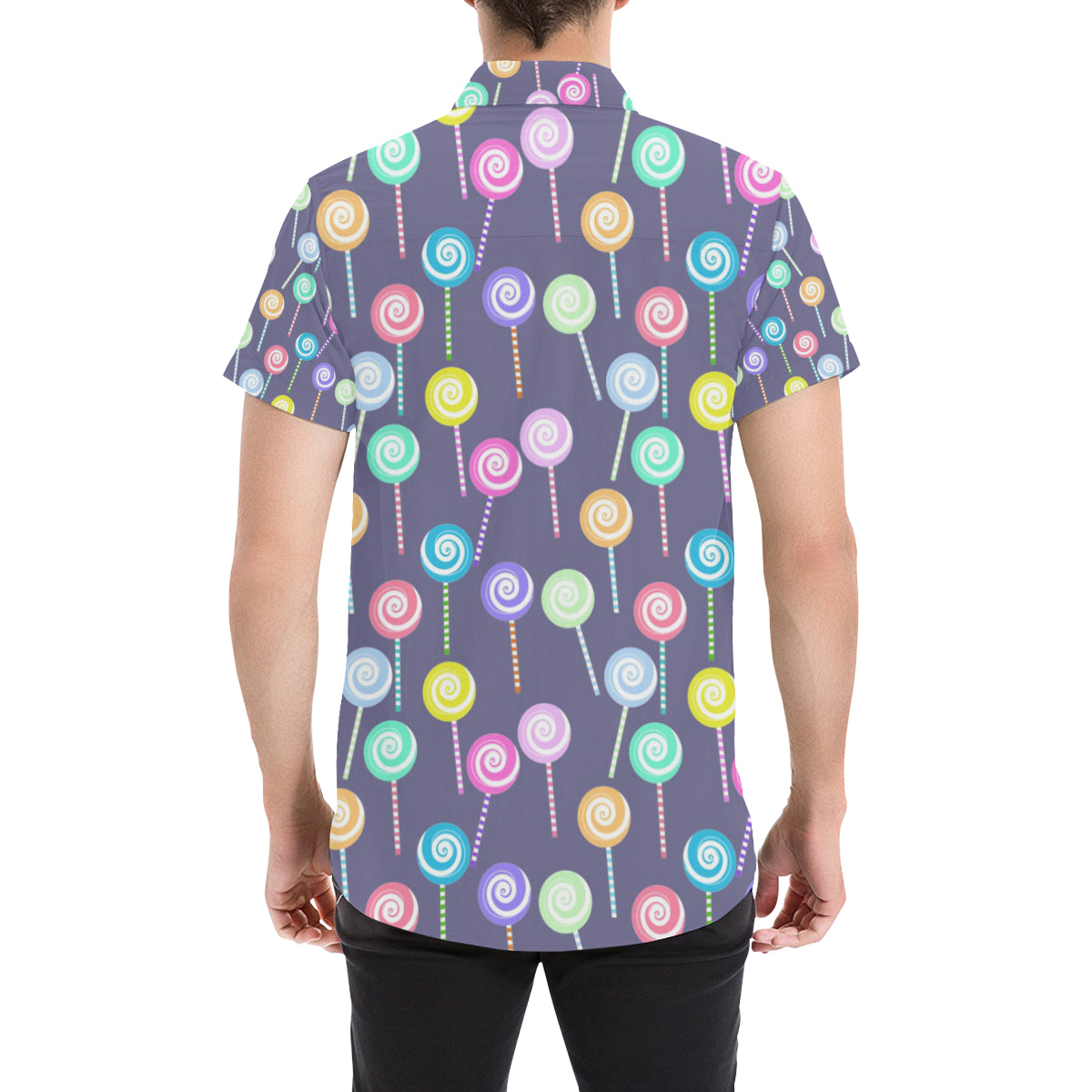 Lollipop Pattern Print Design LL03 Men's Short Sleeve Button Up Shirt
