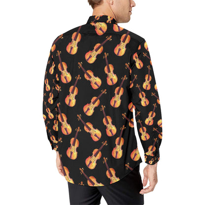 Violin Pattern Print Design 04 Men's Long Sleeve Shirt