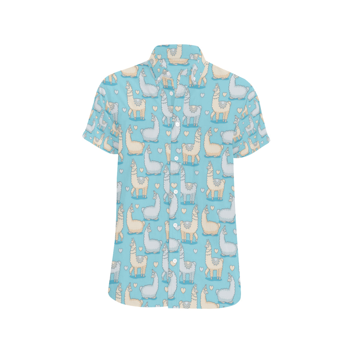 Alpaca Pattern Print Design 06 Men's Short Sleeve Button Up Shirt