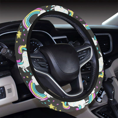 Donut Unicorn Pattern Print Design DN09 Steering Wheel Cover with Elastic Edge