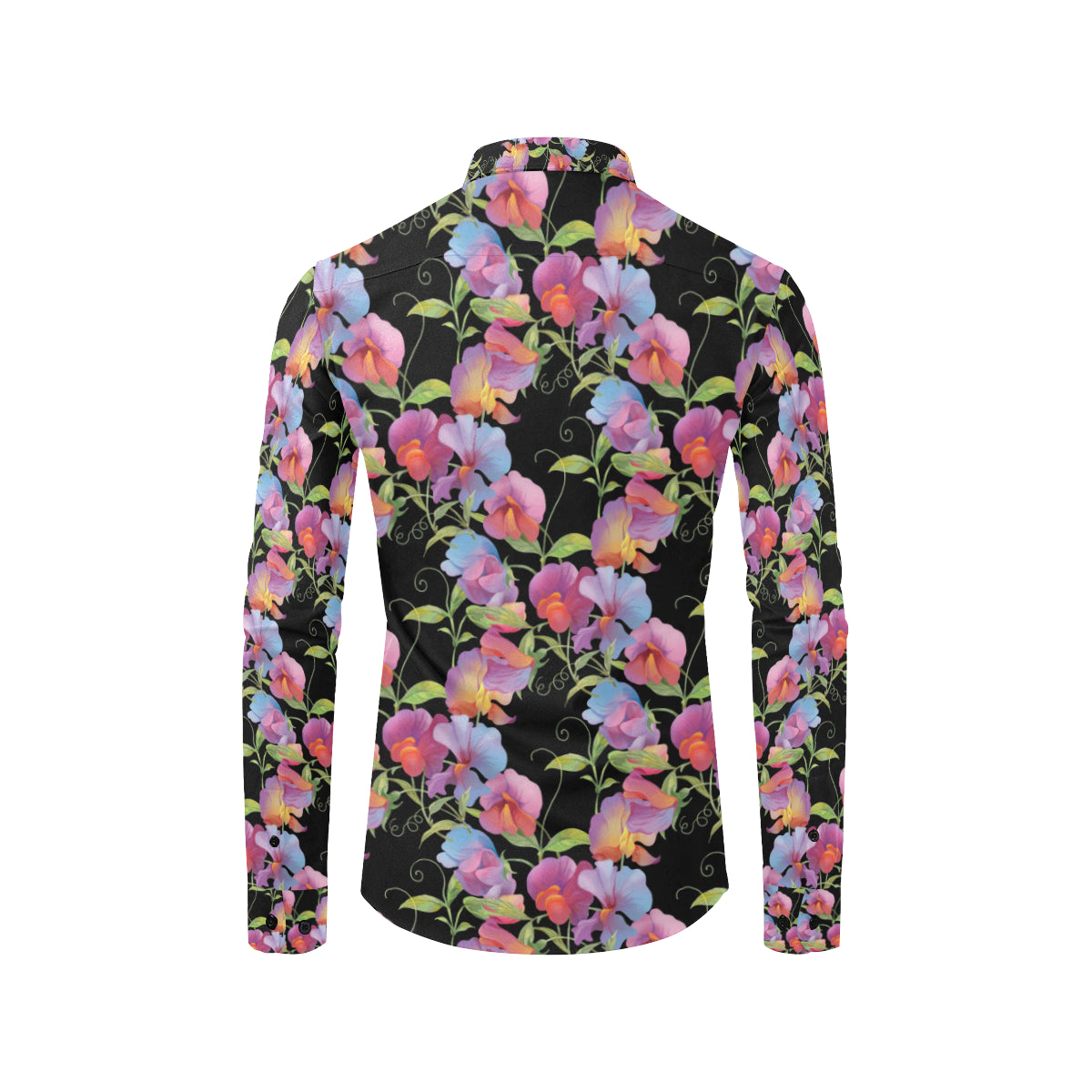 Peony Pattern Print Design PE012 Men's Long Sleeve Shirt