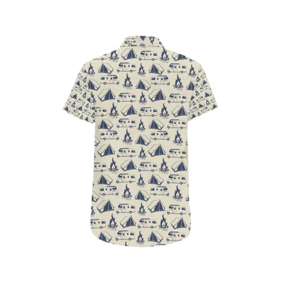 Campfire Pattern Print Design 01 Men's Short Sleeve Button Up Shirt