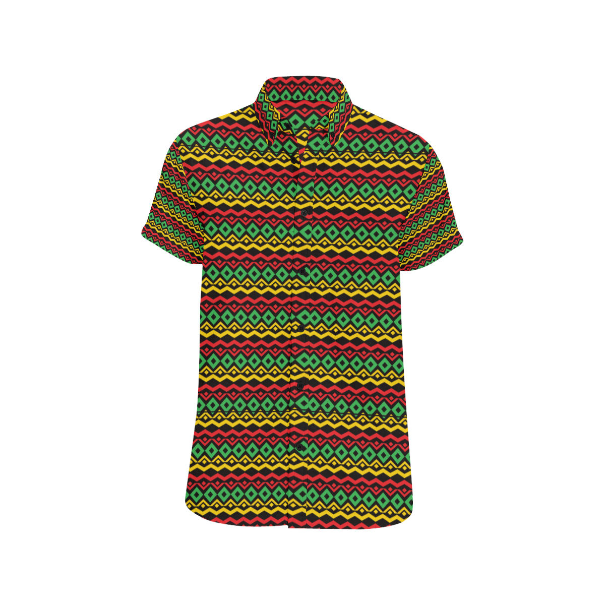 Rasta Reggae Color Themed Men's Short Sleeve Button Up Shirt
