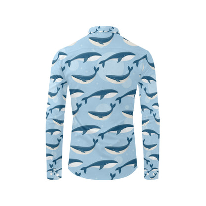 Blue Whale Pattern Print Design 02 Men's Long Sleeve Shirt