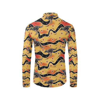 Kangaroos Aboriginal  Pattern Print Design 06 Men's Long Sleeve Shirt