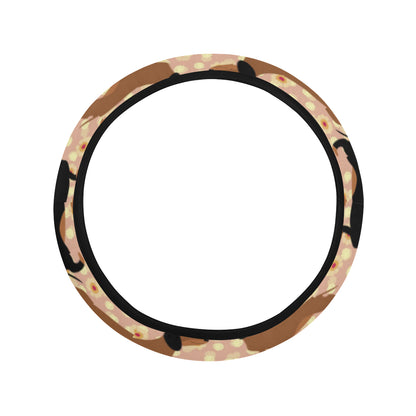 Dachshund Pattern Print Design 011 Steering Wheel Cover with Elastic Edge