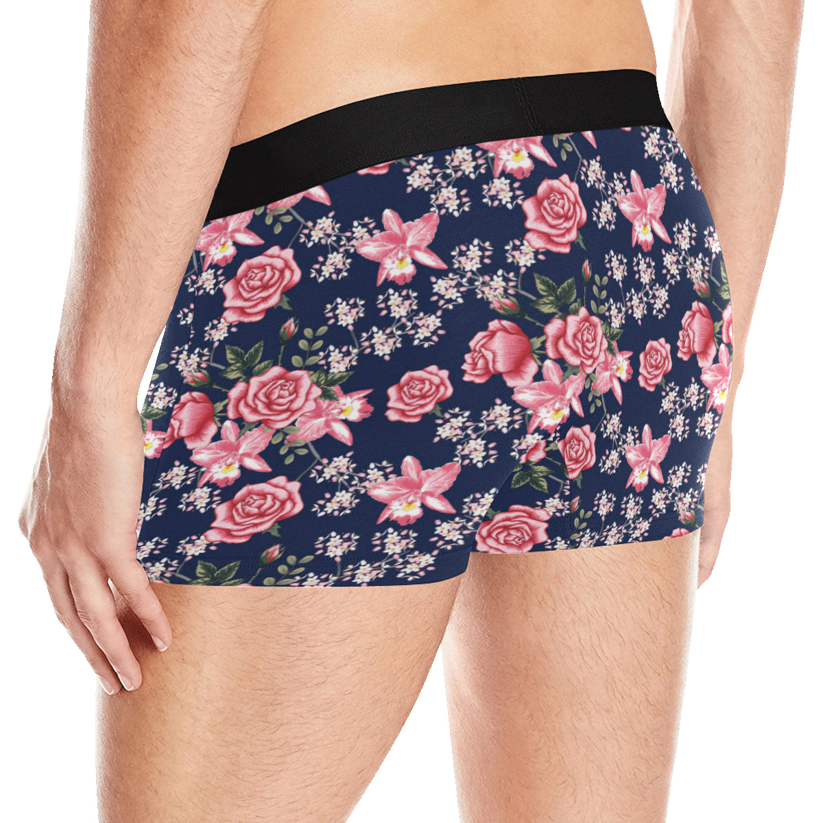 Rose Pattern Print Design A05 Men's Boxer Briefs