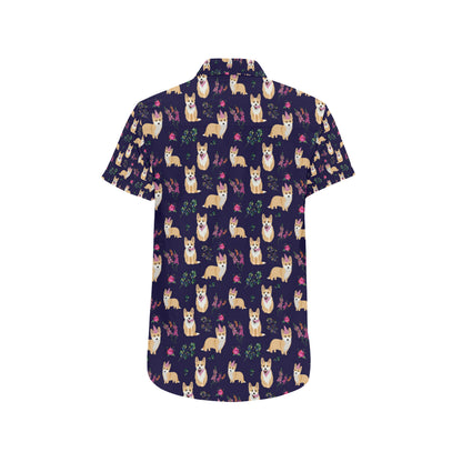 Pembroke Welsh Corgis Pattern Print Design A06 Men's Short Sleeve Button Up Shirt