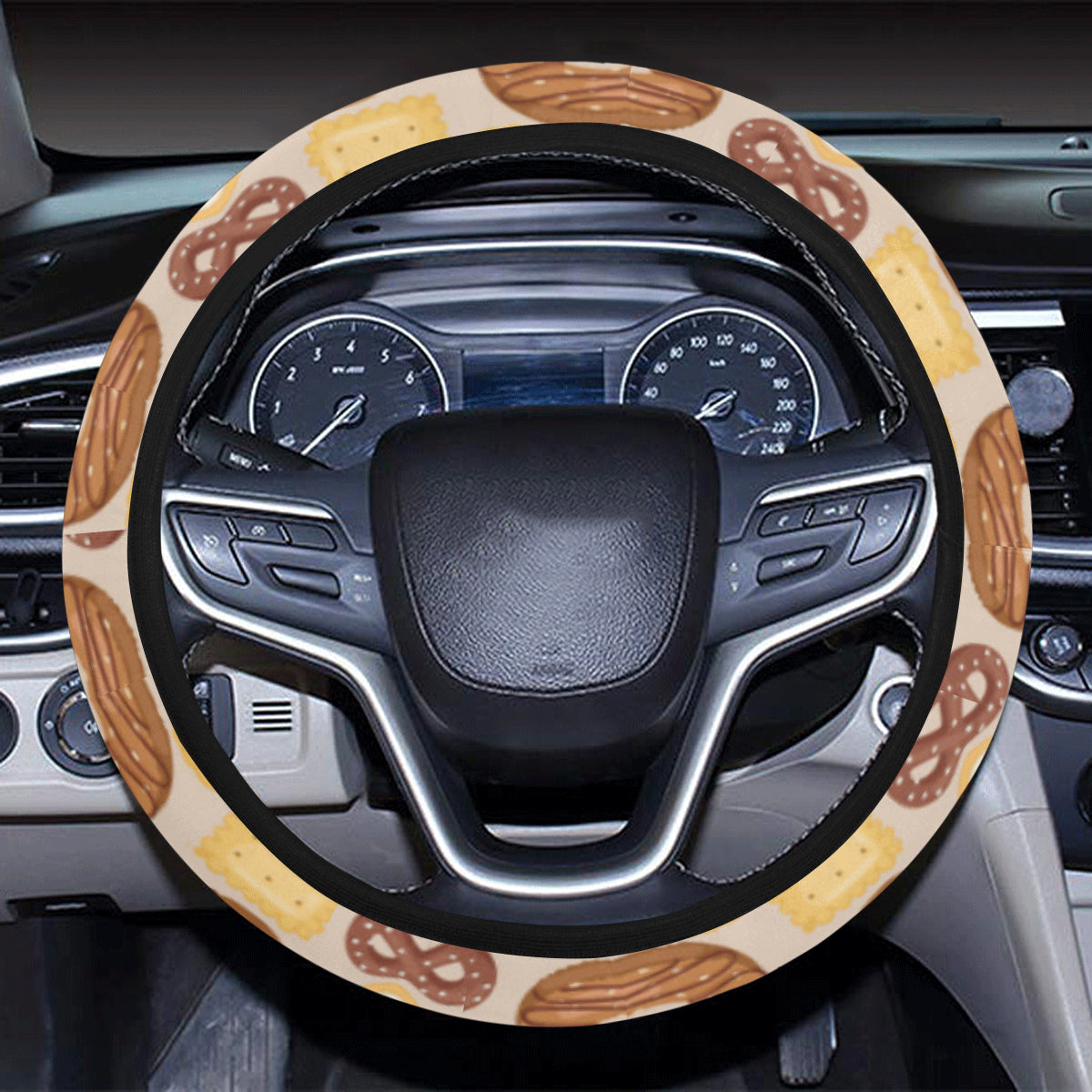 Cookie Pattern Print Design 02 Steering Wheel Cover with Elastic Edge