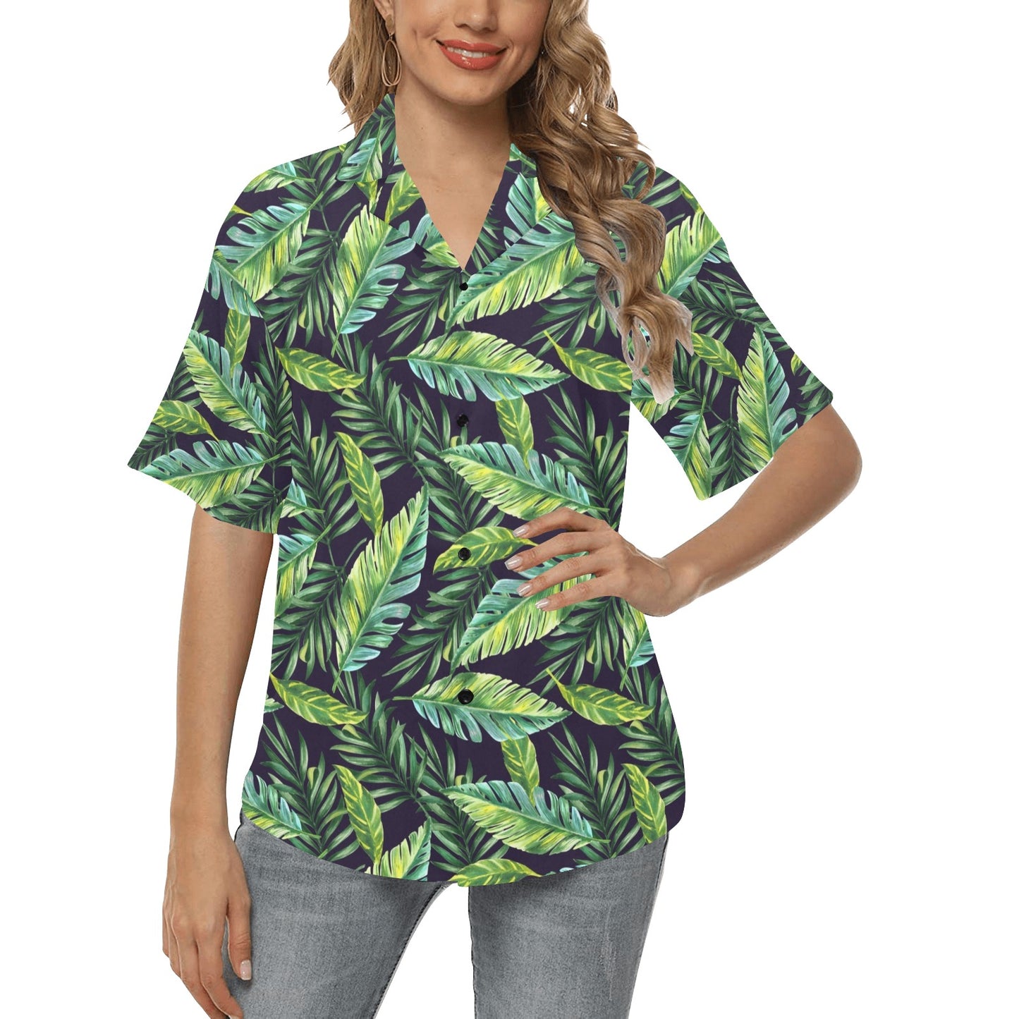 Tropical Flower Pattern Print Design TF06 Women's Hawaiian Shirt