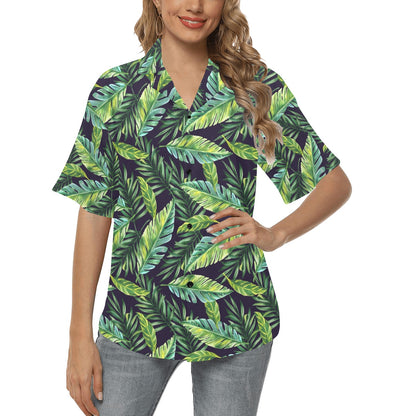 Tropical Flower Pattern Print Design TF06 Women's Hawaiian Shirt