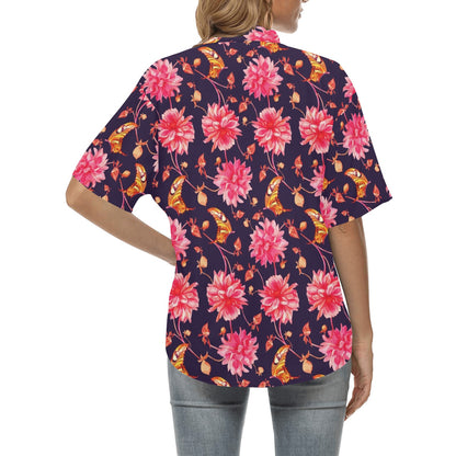 Dahlia Pattern Print Design DH03 Women's Hawaiian Shirt