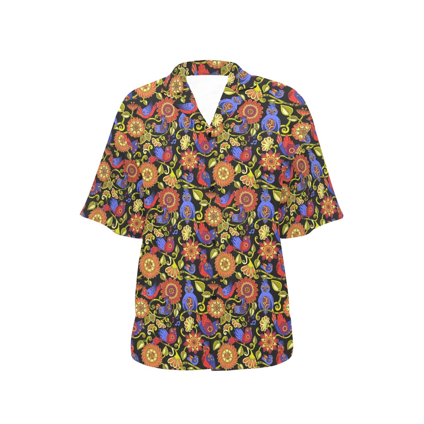 Steampunk Bird Design Themed Print Women's Hawaiian Shirt