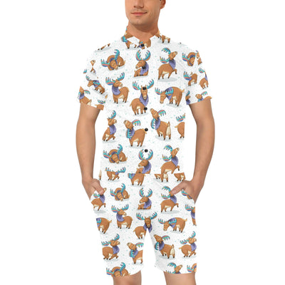 Moose Cute Pattern Print Design 01 Men's Romper