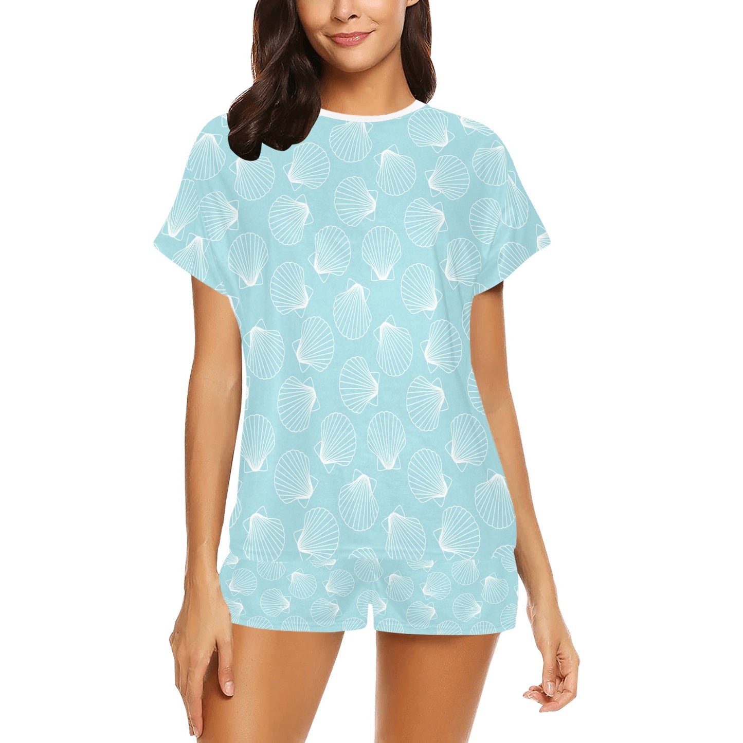 Seashell Print Design LKS3010 Women's Short Pajama Set