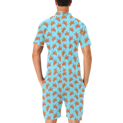 Brow Sea Turtle Print Pattern Men's Romper