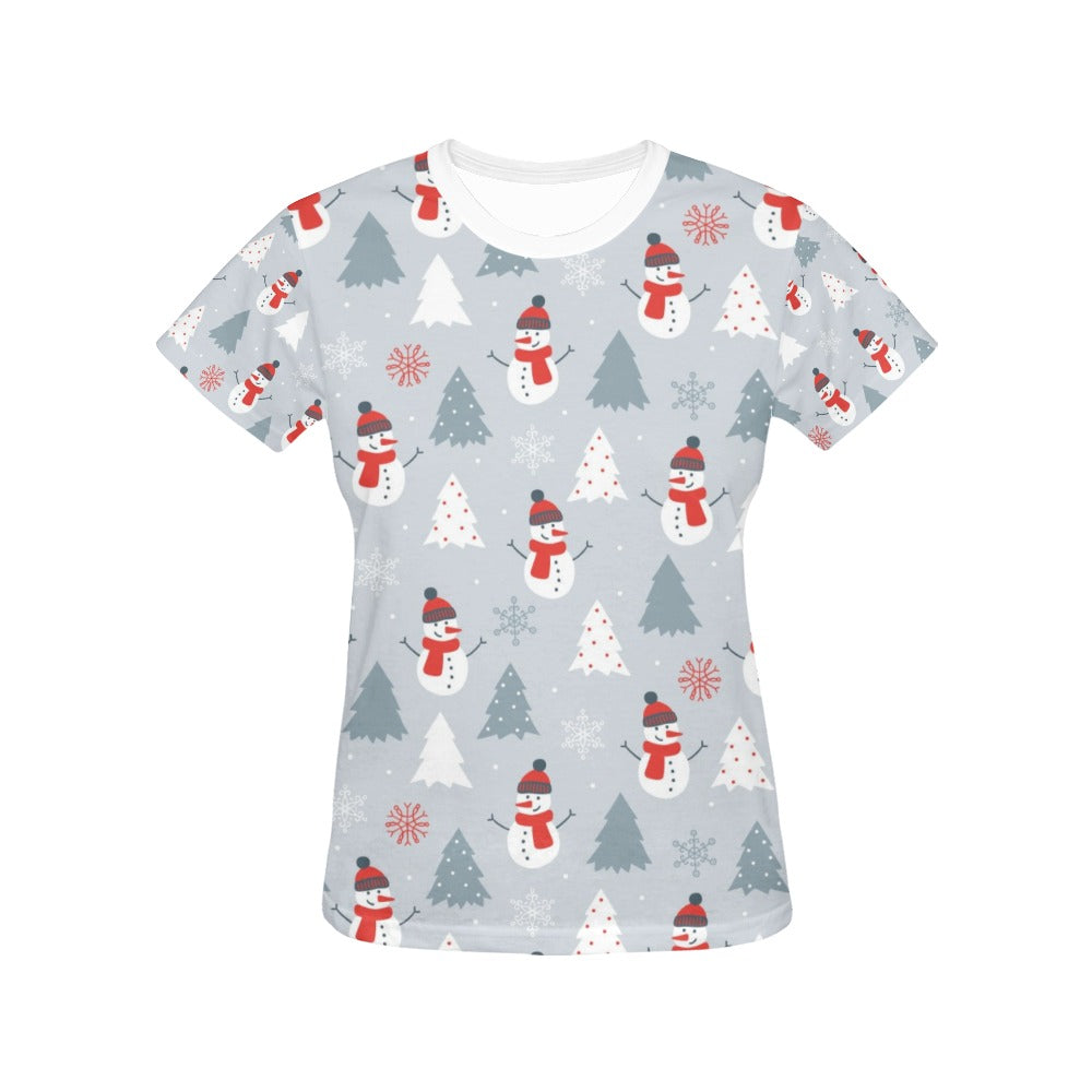 Snowman Print Design LKS302 Women's  T-shirt