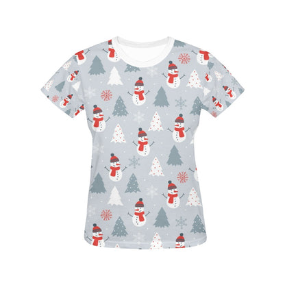 Snowman Print Design LKS302 Women's  T-shirt
