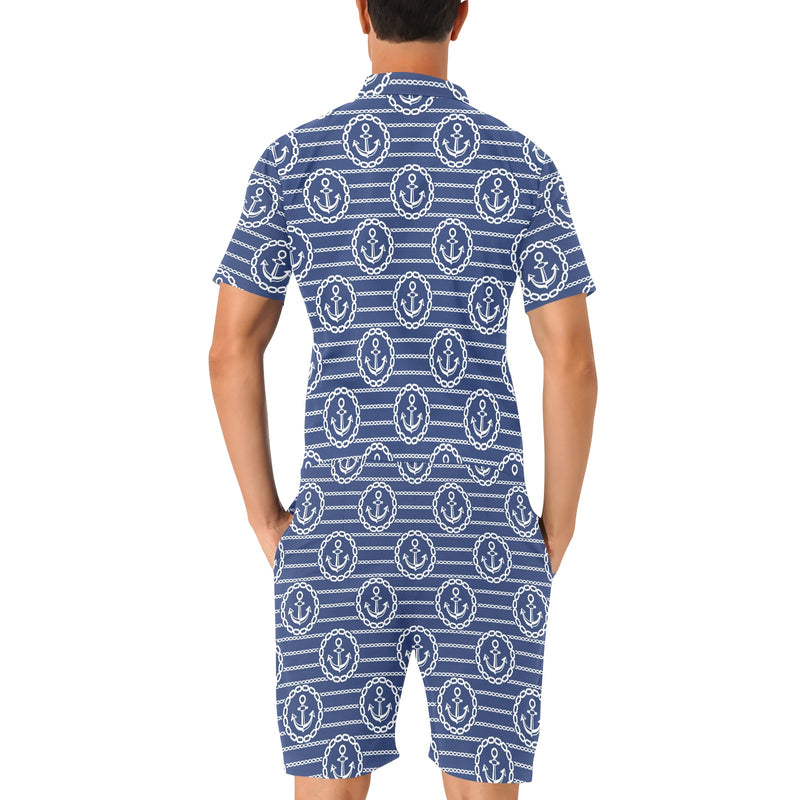 Anchor Stripe Pattern Men's Romper