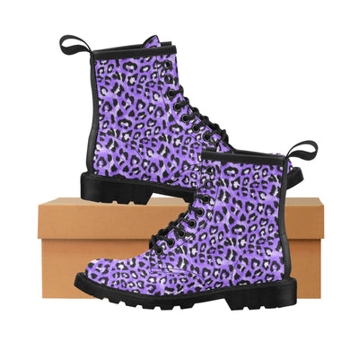 Leopard Purple Skin Print Women's Boots