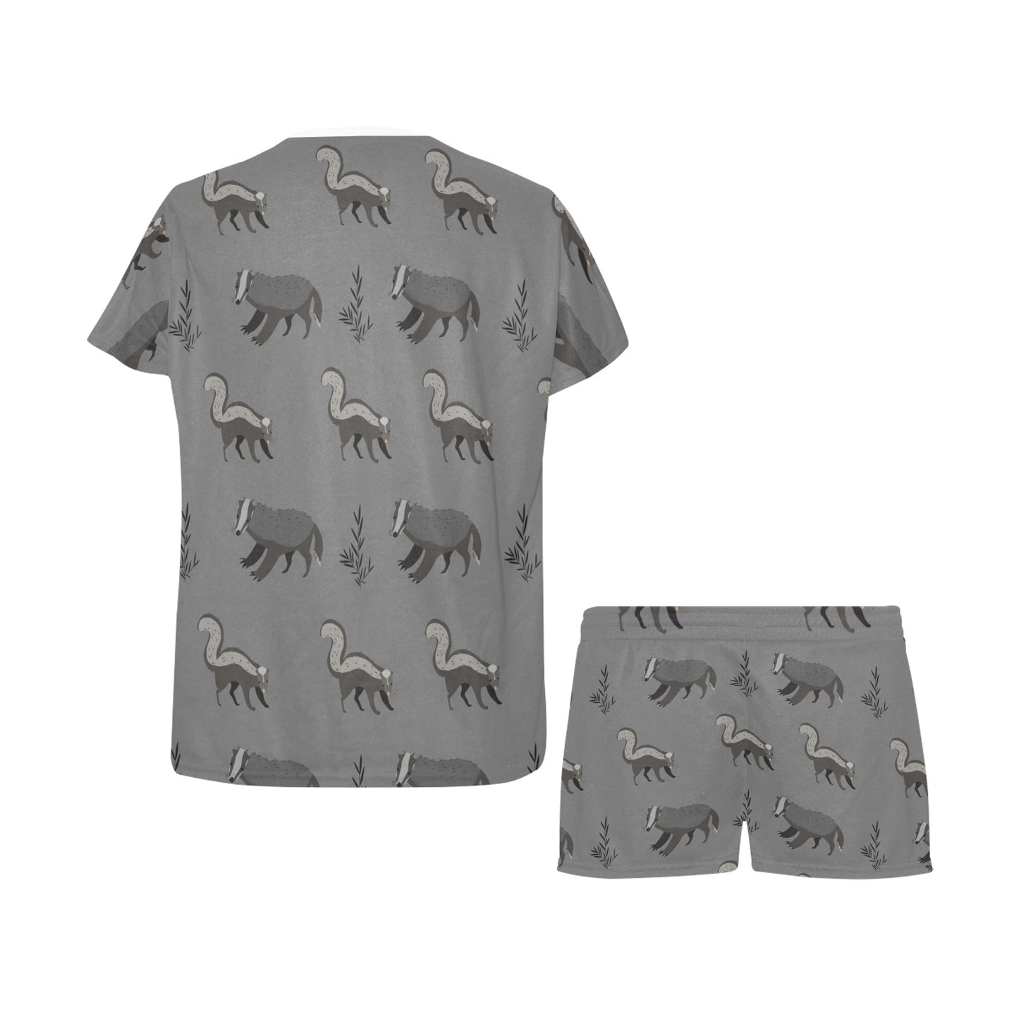 Skunk Print Design LKS301 Women's Short Pajama Set