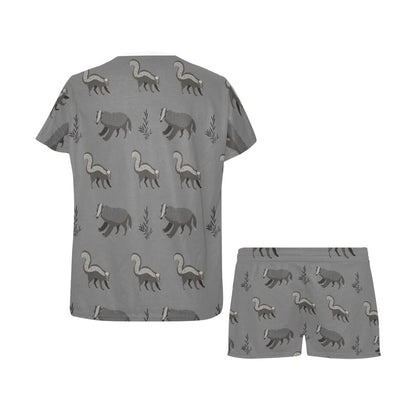 Skunk Print Design LKS301 Women's Short Pajama Set
