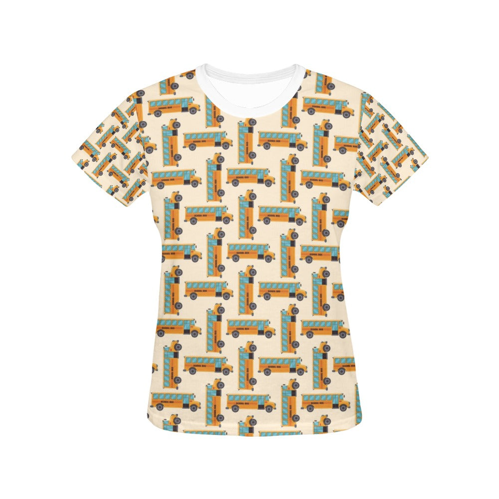 School Bus Print Design LKS305 Women's  T-shirt