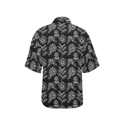 Camellia Pattern Print Design 02 Women's Hawaiian Shirt