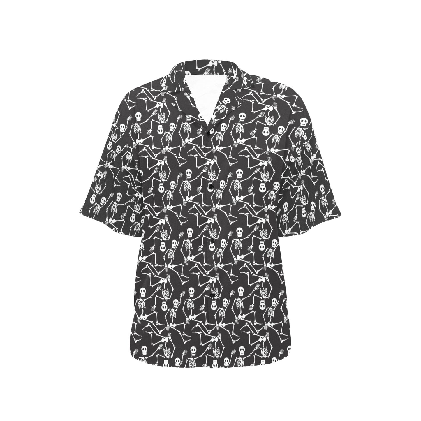 Skeleton Themed Print Women's Hawaiian Shirt
