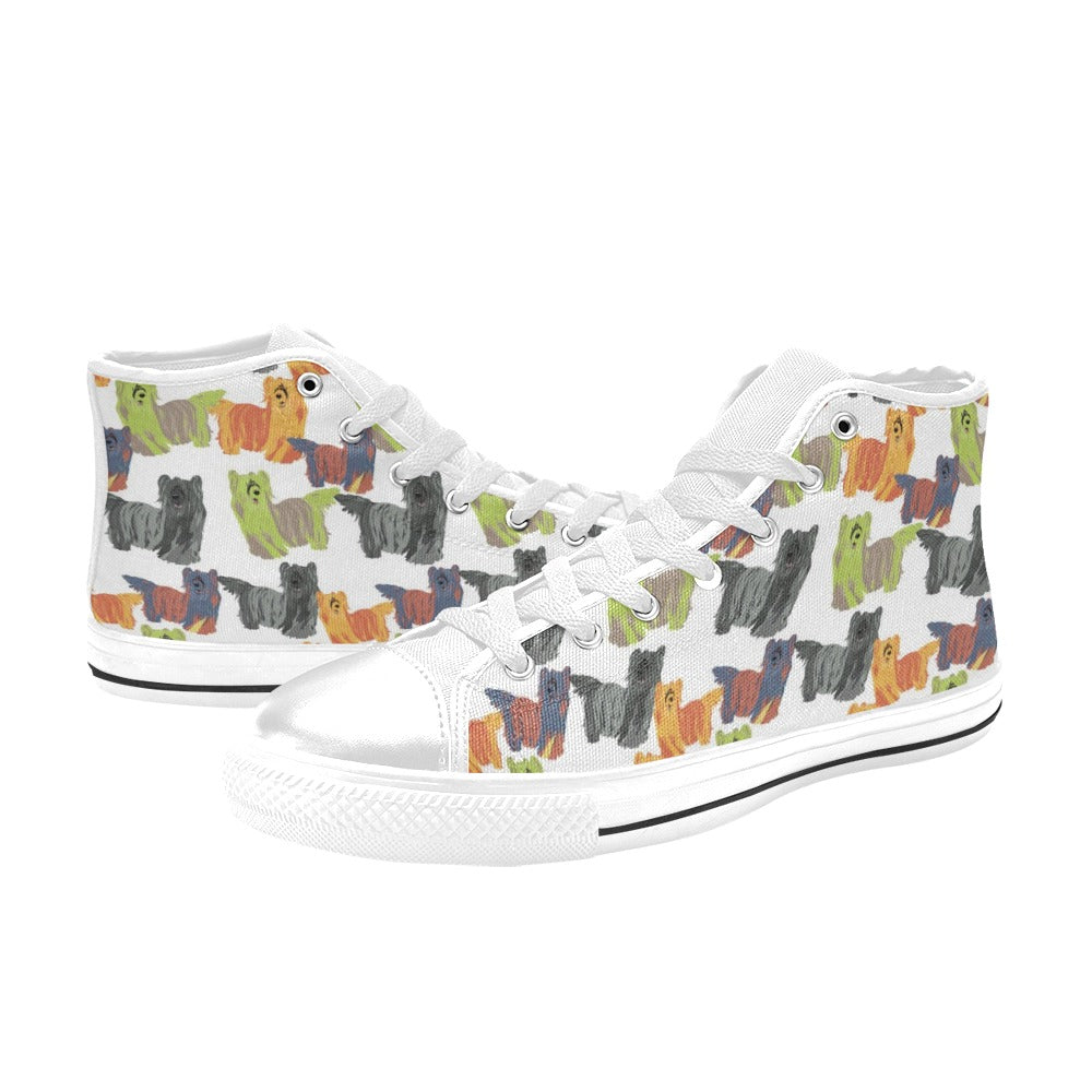 Skye Terriers Print Design LKS301 High Top Women's White Shoes