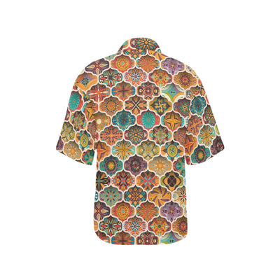 Mandala Mosaic Themed Design Print Women's Hawaiian Shirt