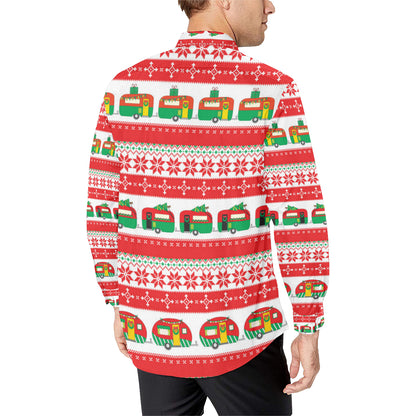 Camper Camping Ugly Christmas Design Print Men's Long Sleeve Shirt