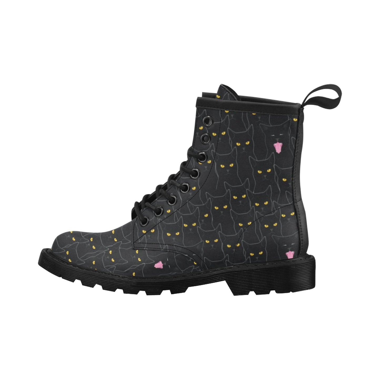 Black Cat Yellow Eyes Print Pattern Women's Boots