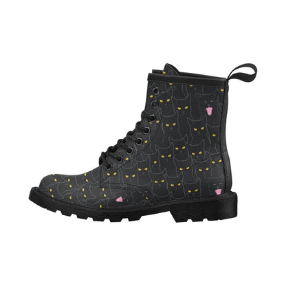 Black Cat Yellow Eyes Print Pattern Women's Boots