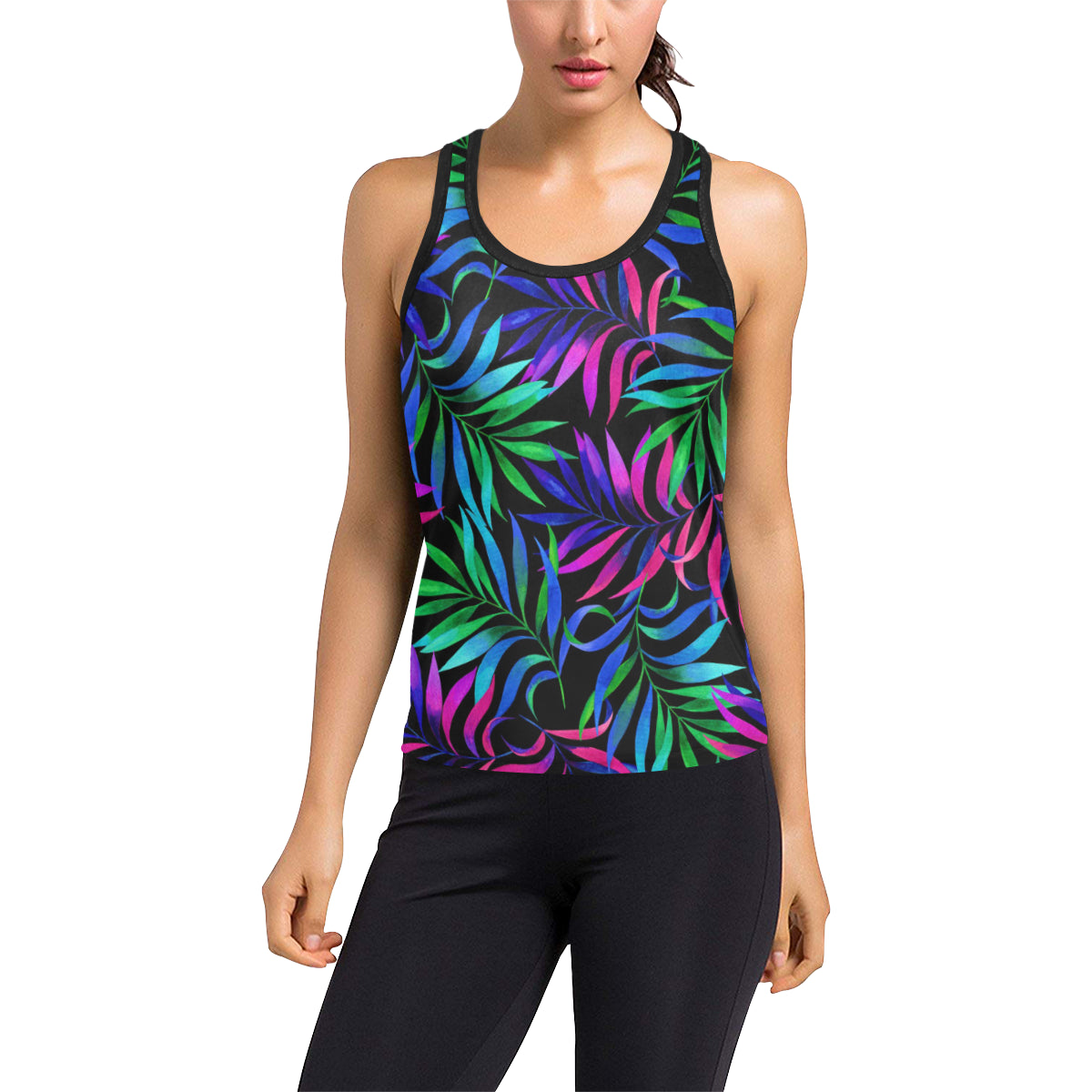 Tropical Flower Pattern Print Design TF010 Women's Racerback Tank Top
