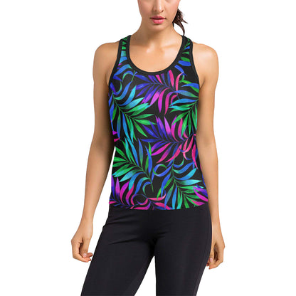 Tropical Flower Pattern Print Design TF010 Women's Racerback Tank Top