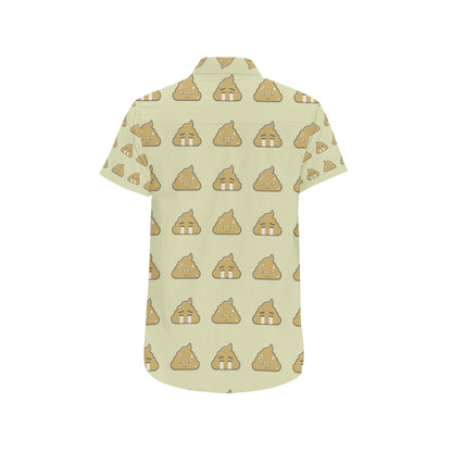 Poop Emoji Pattern Print Design A04 Men's Short Sleeve Button Up Shirt