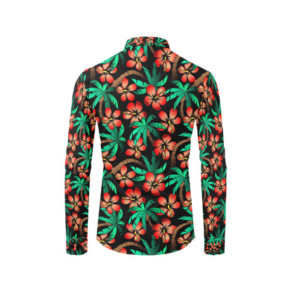 Hawaiian Themed Pattern Print Design H022 Men's Long Sleeve Shirt