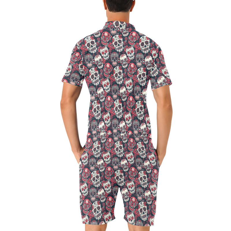 Sugar Skull Print Design LKS303 Men's Romper