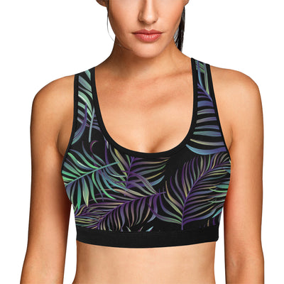 Tropical Palm Leaves Pattern Brightness Sports Bra