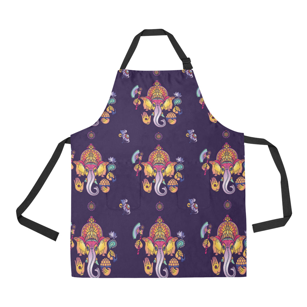 Ganesha Pattern Print Design 04 Apron with Pocket