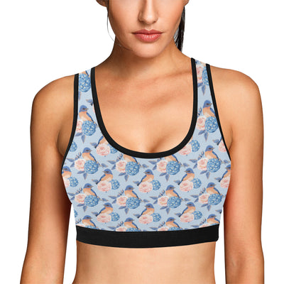 Bluebird Pattern Print Design 01 Sports Bra