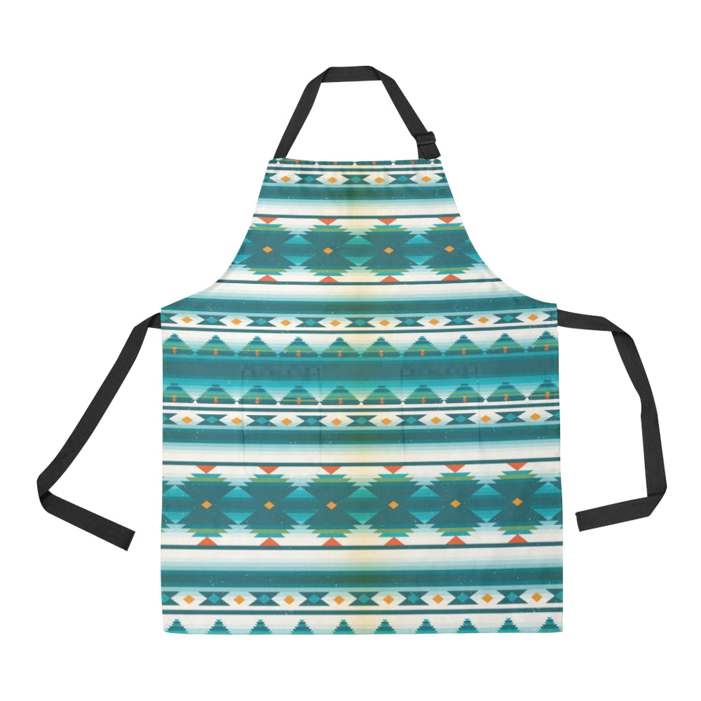 Blue Tribal Aztec Apron with Pocket