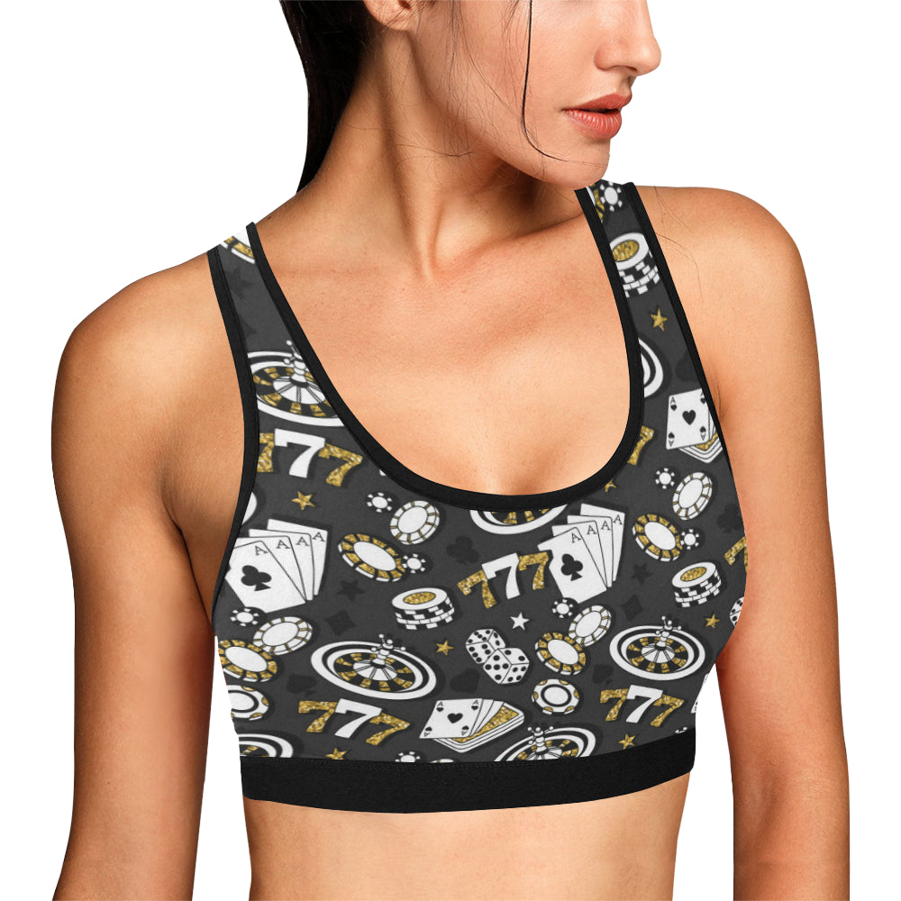 Casino Pattern Print Design 05 Sports Bra