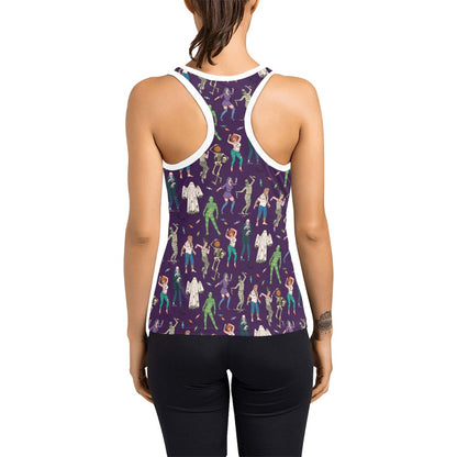 Creepy Zombie Print Design LKS302 Women's Racerback Tank Top